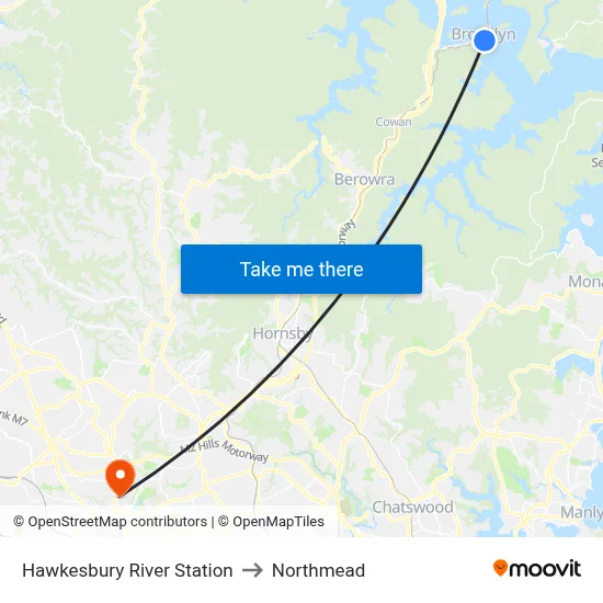 Hawkesbury River Station to Northmead map