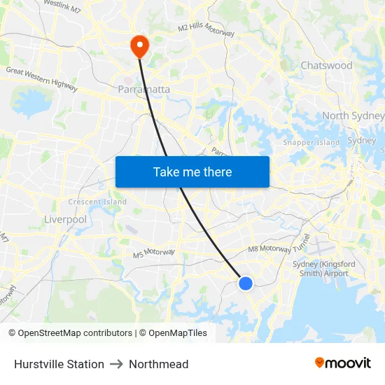 Hurstville Station to Northmead map