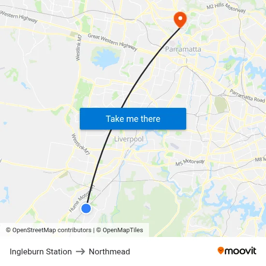 Ingleburn Station to Northmead map