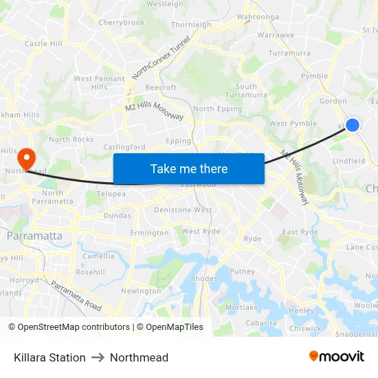 Killara Station to Northmead map
