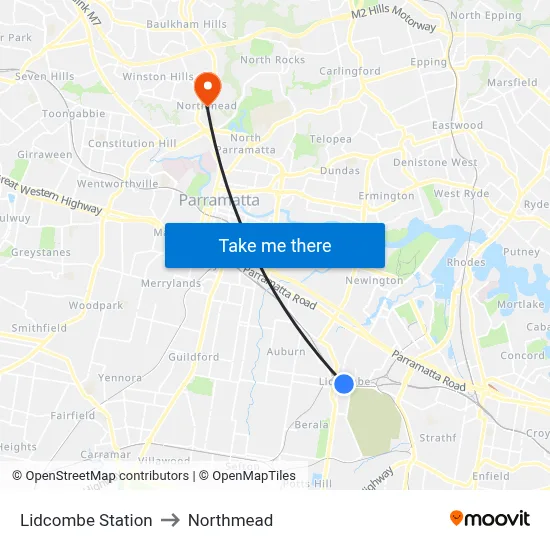 Lidcombe Station to Northmead map