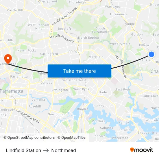 Lindfield Station to Northmead map