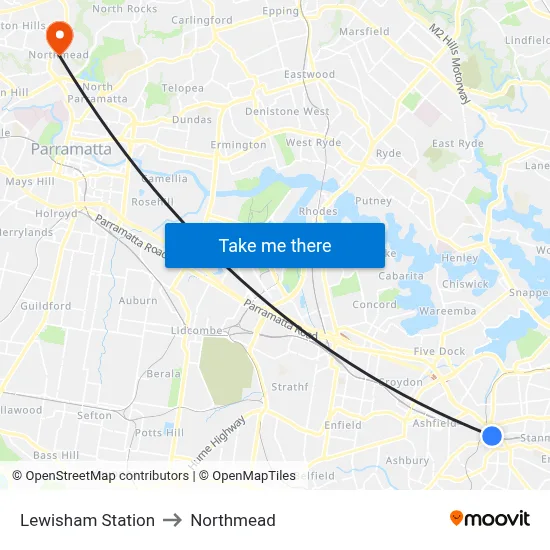 Lewisham Station to Northmead map