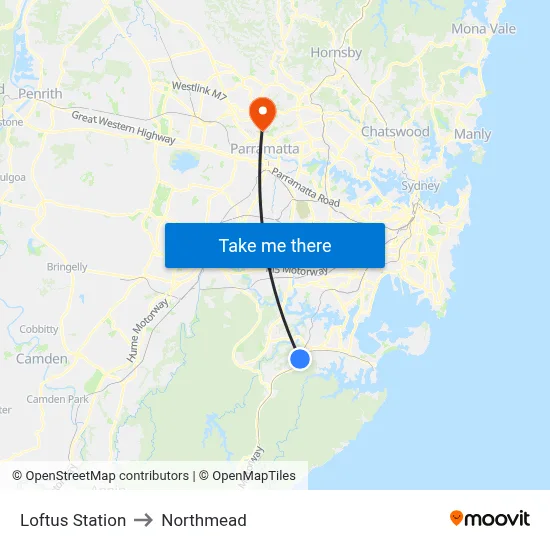 Loftus Station to Northmead map
