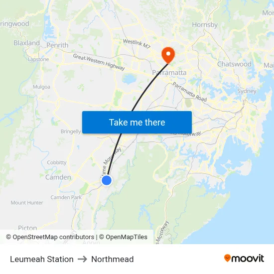Leumeah Station to Northmead map