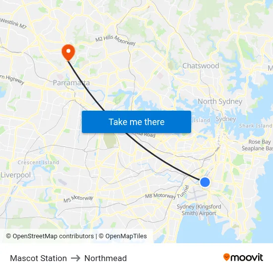Mascot Station to Northmead map