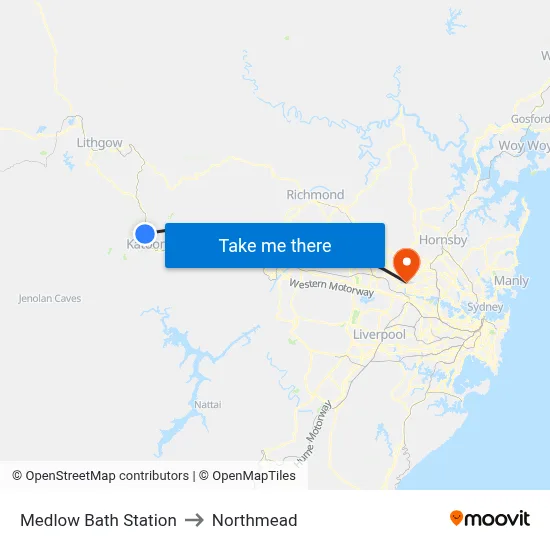 Medlow Bath Station to Northmead map