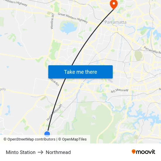 Minto Station to Northmead map