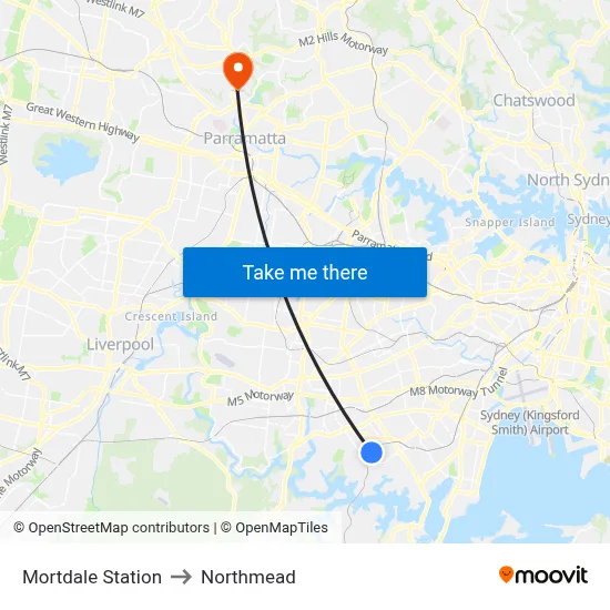 Mortdale Station to Northmead map