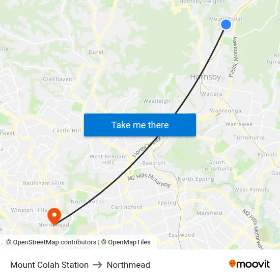 Mount Colah Station to Northmead map