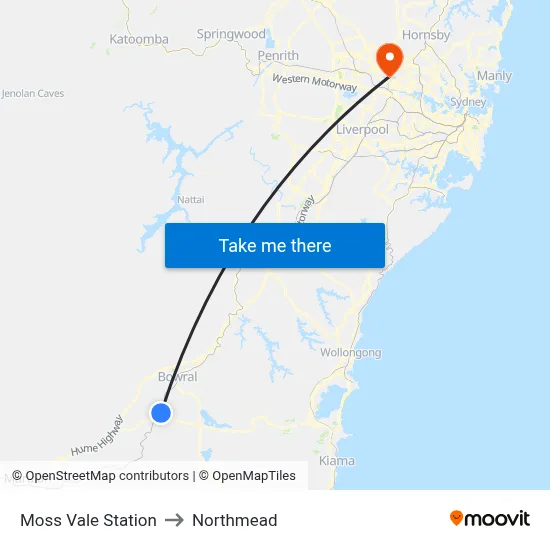 Moss Vale Station to Northmead map
