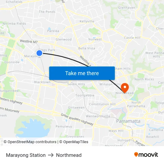 Marayong Station to Northmead map