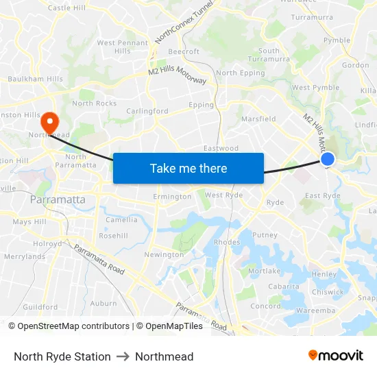 North Ryde Station to Northmead map