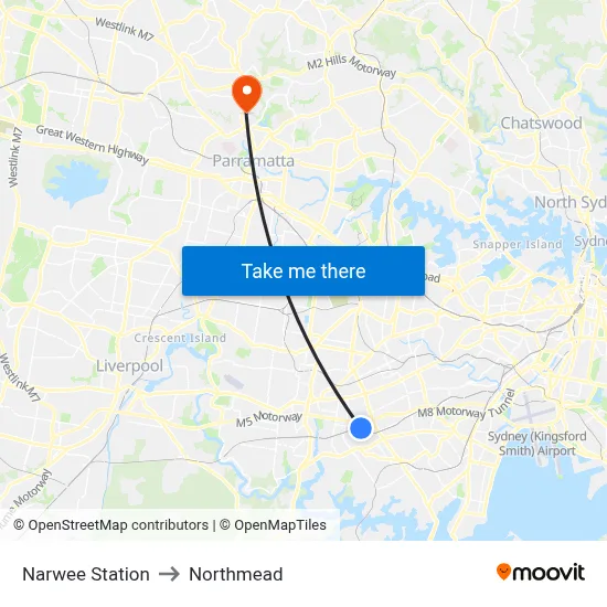 Narwee Station to Northmead map