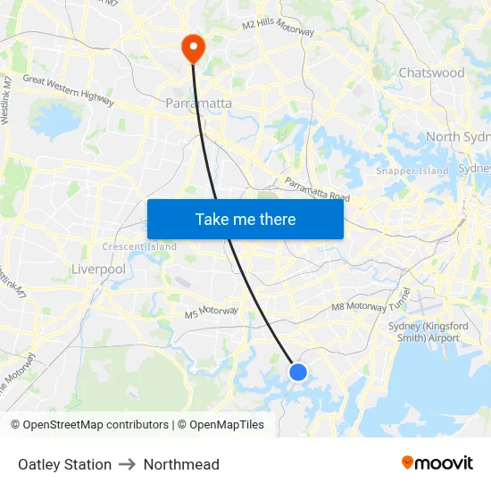 Oatley Station to Northmead map