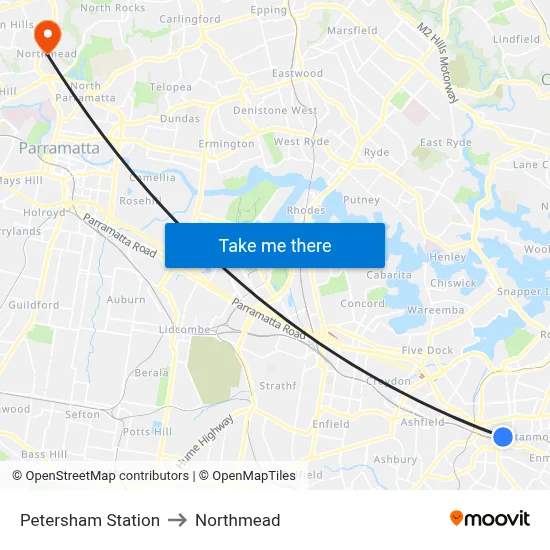 Petersham Station to Northmead map