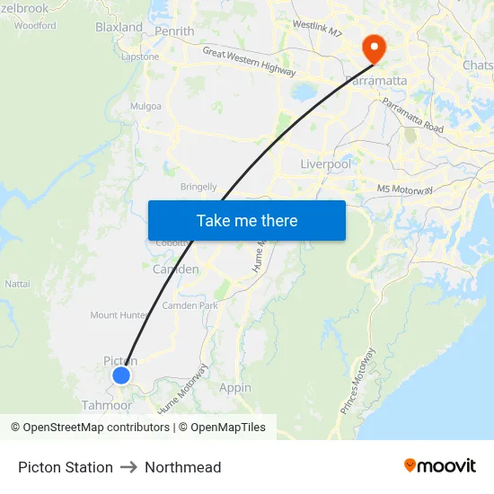 Picton Station to Northmead map