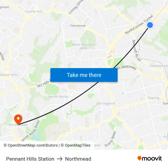 Pennant Hills Station to Northmead map