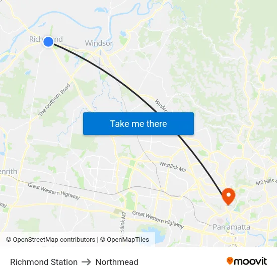 Richmond Station to Northmead map