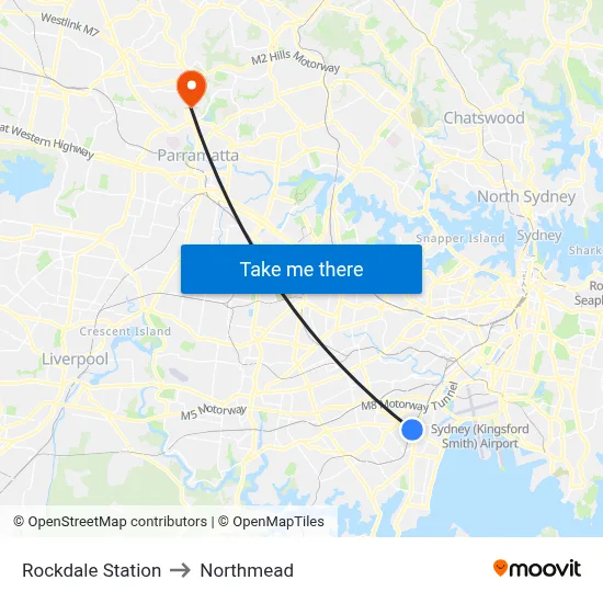 Rockdale Station to Northmead map