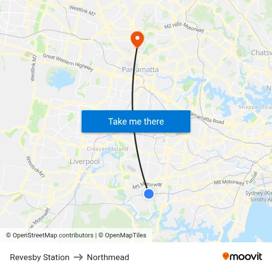 Revesby Station to Northmead map