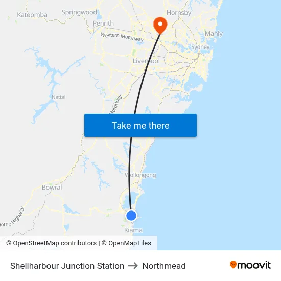 Shellharbour Junction Station to Northmead map