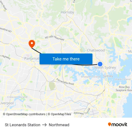 St Leonards Station to Northmead map