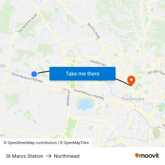 St Marys Station to Northmead map