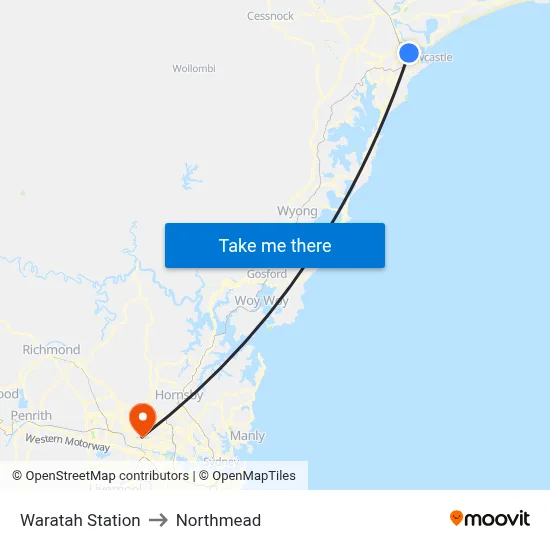 Waratah Station to Northmead map
