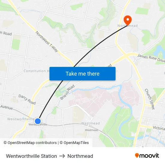 Wentworthville Station to Northmead map