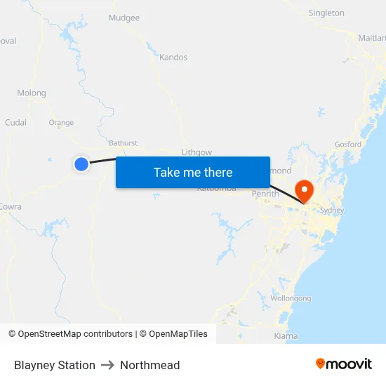 Blayney Station to Northmead map