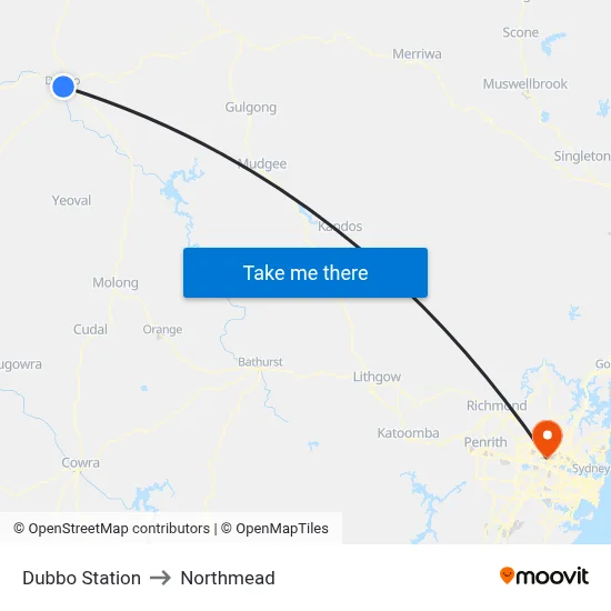 Dubbo Station to Northmead map