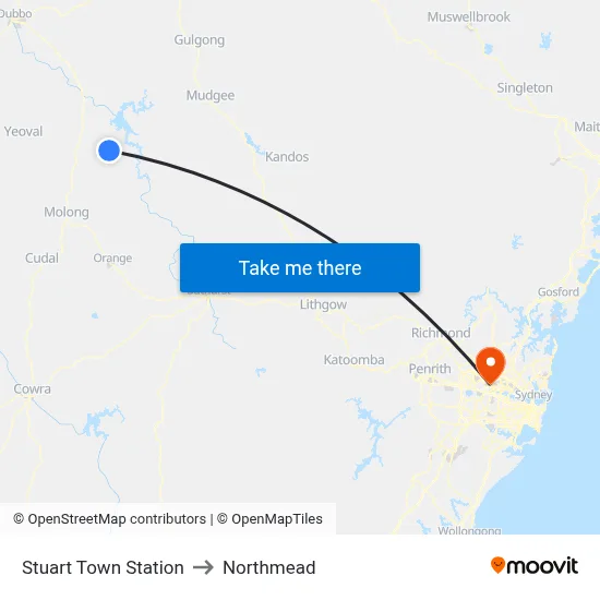 Stuart Town Station to Northmead map