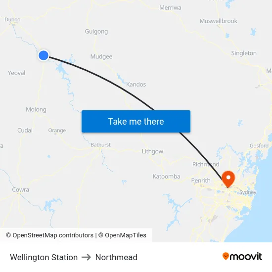 Wellington Station to Northmead map