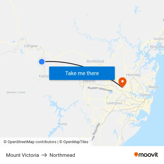 Mount Victoria to Northmead map