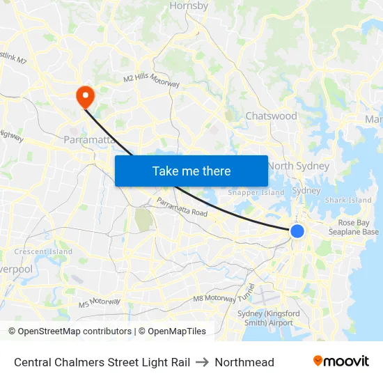 Central Chalmers Street Light Rail to Northmead map