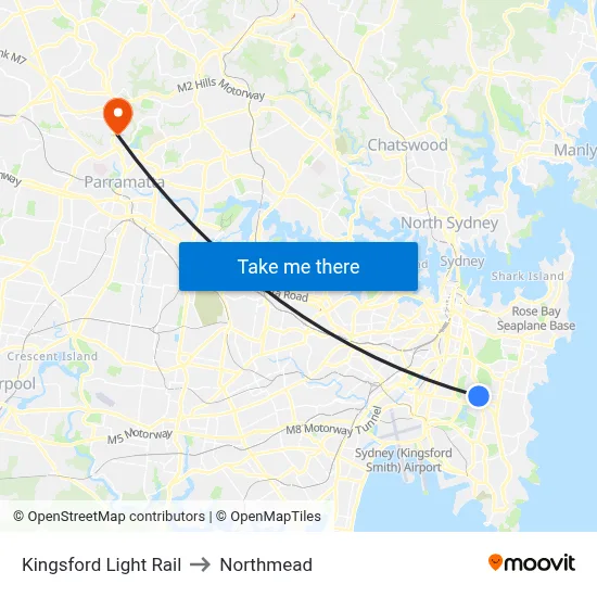 Kingsford Light Rail to Northmead map