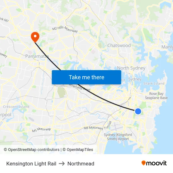 Kensington Light Rail to Northmead map
