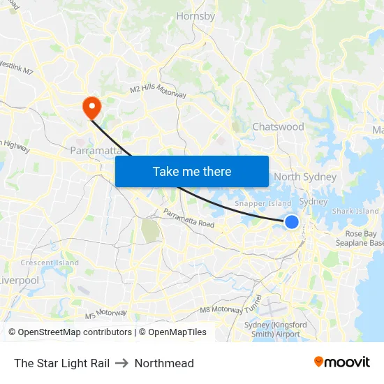 The Star Light Rail to Northmead map