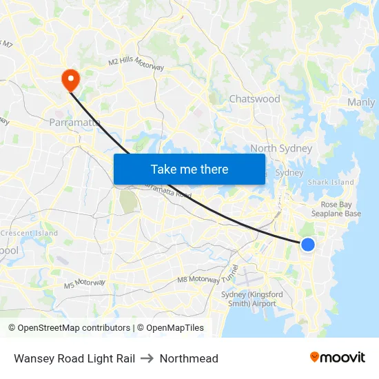 Wansey Road Light Rail to Northmead map