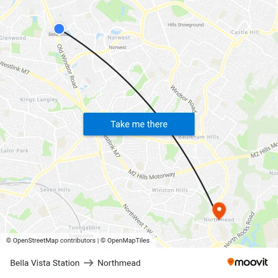 Bella Vista Station to Northmead map
