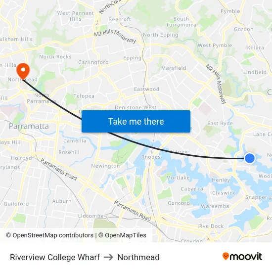 Riverview College Wharf to Northmead map