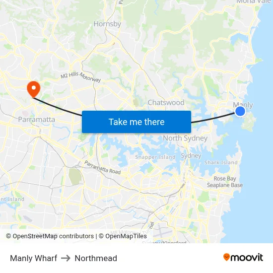 Manly Wharf to Northmead map
