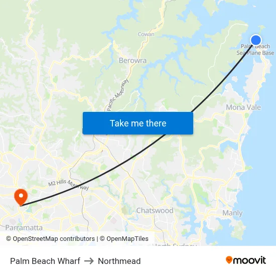 Palm Beach Wharf to Northmead map