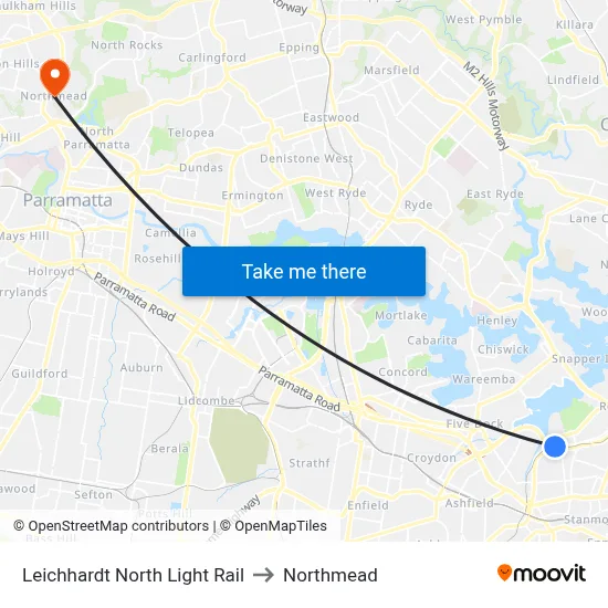 Leichhardt North Light Rail to Northmead map