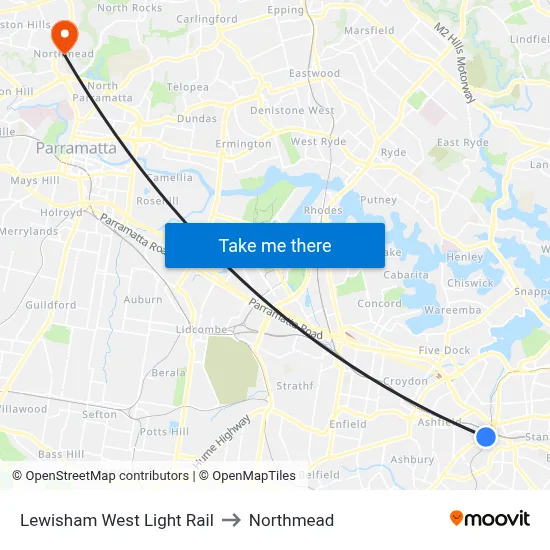 Lewisham West Light Rail to Northmead map