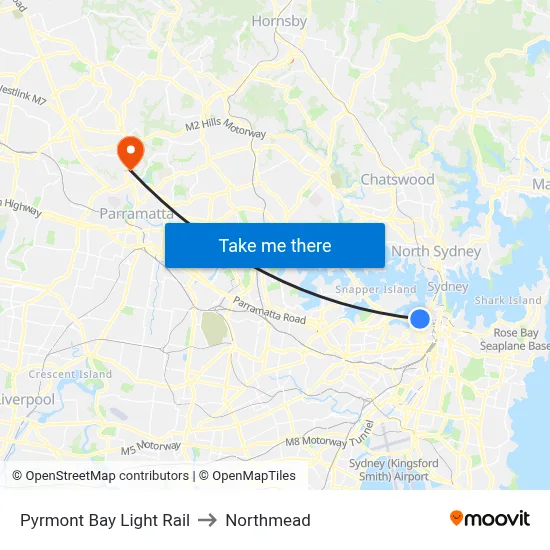 Pyrmont Bay Light Rail to Northmead map