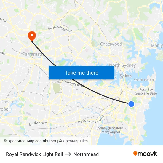 Royal Randwick Light Rail to Northmead map