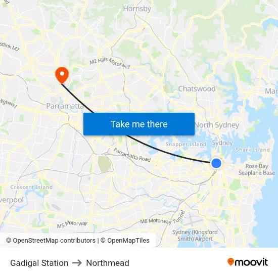 Gadigal Station to Northmead map