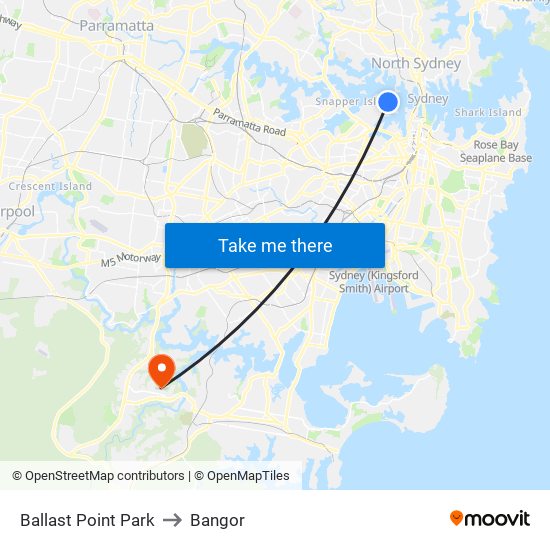 Ballast Point Park to Bangor map